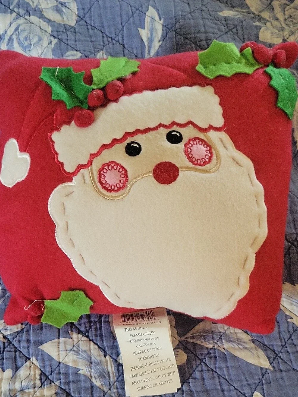 Festive Red Santa Pillow with White Ivory Beard - Holiday Home Decor